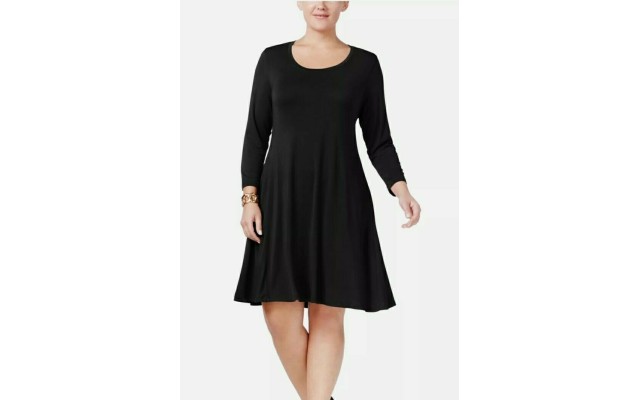 Style & Co Plus Size Scoop Neck Swing Dress 2X – Black