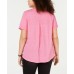 Style & Co Plus Size Short Sleeve V-Neck Burnout T-Shirt (Pink , 2X)