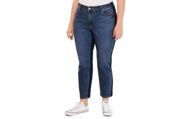 Style & Co Plus Size Tummy-Control Slim-Leg Two Tone Jeans 18W – Blue