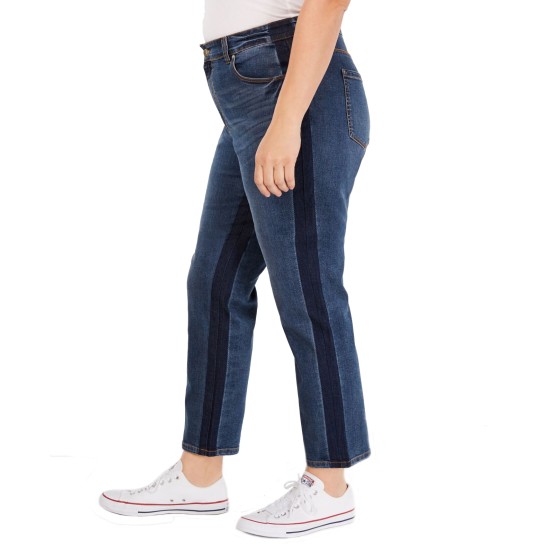 Style & Co Plus Size Tummy-Control Slim-Leg Two Tone Jeans 18W – Blue