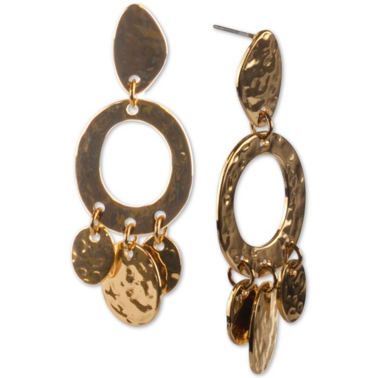 Style & Co Stainless Steel Shaky Disc Hammered Drop Earrings, Gold
