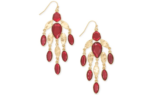 Style & Co Stone Chandelier Earrings (Wine)