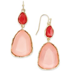 Style & Co. Stone Double Drop Earrings (Pink)
