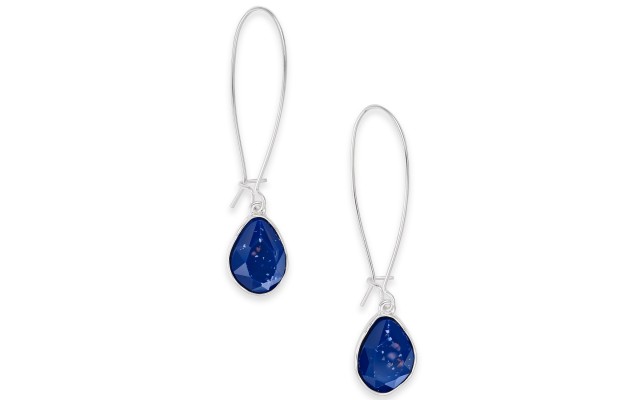 Style & Co Stone Linear Drop Earrings, Blue/Silver