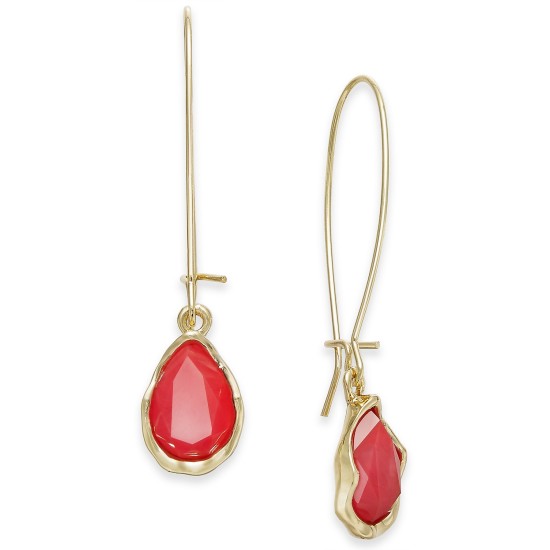  Stone Linear Drop Earrings (Pink)
