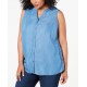 Style &#038; Co. Womens Blue Cinched Sleevless Tank Top Shirt Blue, Blue, 1X