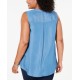 Style & Co. Womens Blue Cinched Sleevless Tank Top Shirt Blue, Blue, 4X
