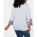 Womens Blue Printed Tiered Blouse Top Shirt