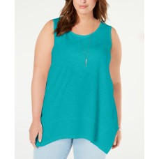 Style & Co. Womens  Handkerchief Hem Tank Top Shirt (Fresh Water,1X)