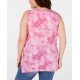 Style & Co Womens Pink Printed Sleeveless Scoop Neck, Pink, 1X