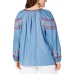 Style & Co. Womens Plus Boho Tassels Peasant Top Blue Size 2X