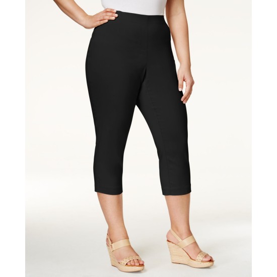 Style & Co. Womens Plus Comfort Waist Pull On Capri Pants, Black, 24W