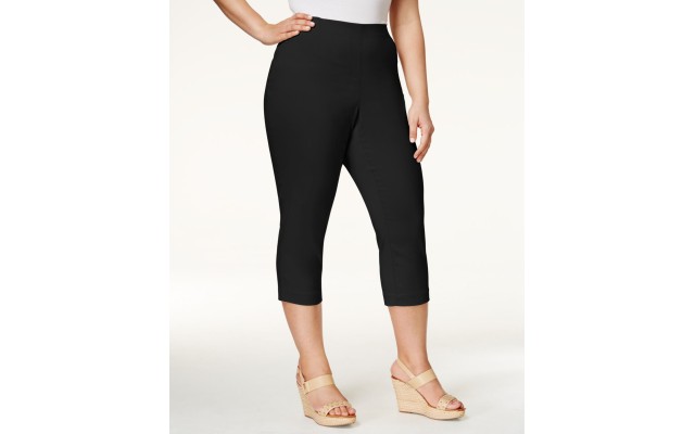 Style & Co. Womens Plus Comfort Waist Pull On Capri Pants, Black, 24W