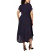 Style & Co. Womens Plus Eyelet Tie Waist Maxi Dress Navy Size 2X