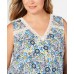  Womens Plus Floral Crochet Detail Tank Top Dark Blue, Dark Blue, 1X