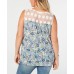  Womens Plus Floral Crochet Detail Tank Top Dark Blue, Dark Blue, 2X