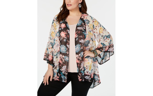 Style & Co. Womens Plus Floral Layering Kimono