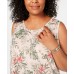  Womens Plus Floral Print Handkerchief Hem Tank Top, Pink, 1X