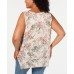  Womens Plus Floral Print Handkerchief Hem Tank Top, Pink, 1X