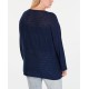 Style & Co. Womens Plus Linen Blend Striped Pullover Sweater, Dark Blue, 3X