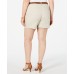  Womens Plus Mid Rise Chino Bermuda Shorts, Beige, 18W