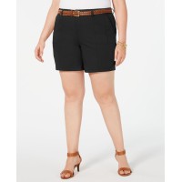 Style & Co. Womens Plus Mid Rise Chino Bermuda Shorts, Black, 24W