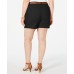  Womens Plus Mid Rise Chino Bermuda Shorts, Black, 24W