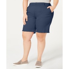 Style & Co. Womens Plus Mid Rise Frayed Hem Bermuda Shorts