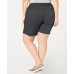  Womens Plus Mid Rise Frayed Hem Bermuda Shorts, Charcoal, 20W