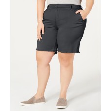 Style & Co. Womens Plus Mid Rise Frayed Hem Bermuda Shorts