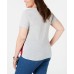 Style & Co. Womens Plus Patchwork Side-Tie T-Shirt, Natural, 2X
