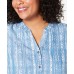Style & Co. Womens Plus Printed Split Neck Tank Top, Blue, 1X