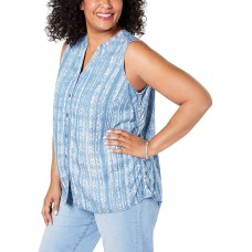 Style & Co. Womens Plus Printed Split Neck Tank Top