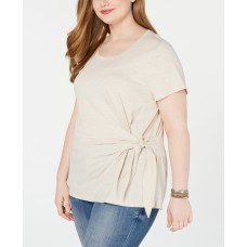 Style & Co. Womens Plus Side Tie Crewneck T-Shirt