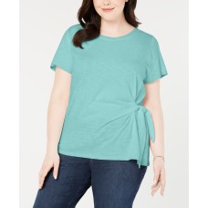 Style & Co. Womens Plus Side Tie Crewneck T-Shirt