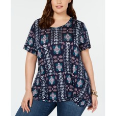 Style & Co. Womens Plus Side Tie Shirt Tunic Top (Navy , Size:4X)