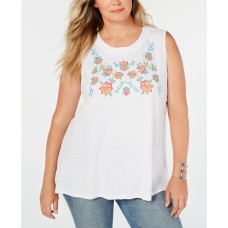 Style & Co Women’s  Plus Size Graphic Tank Top Multi White Size 0X