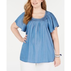 Style & Co Women’s Plus Size Pleated Top Blue Size 3X