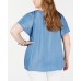 Style & Co Women’s Plus Size Pleated Top Blue Size 3X
