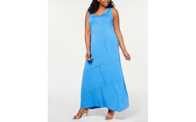  Womens Plus Sleeveless Casual Maxi Dress (Navy , Size :2X)