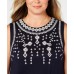  Womens Plus Slub Embroidered Tank Top, Navy, 3X
