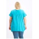 Style & Co Womens Teal Short Sleeve V Neck Blouse, Blue, 0X