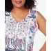 Style & Co Womens White Floral Sleeveless V Neck Blouses, White, 2X