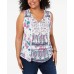 Style & Co Womens White Floral Sleeveless V Neck Blouses, White, 2X