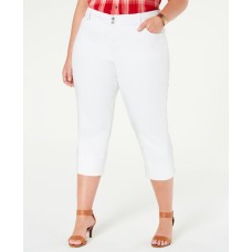 Style & Co. Womens White Mid Rise Cuffed Denim Capri Jeans (White , Size:18W)