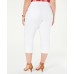  Womens White Mid Rise Cuffed Denim Capri Jeans (White , Size:18W)