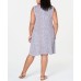 Style & Co Womens White Printed Sleeveless Crew Neck Knee Length Shift Dress (White, 2X)