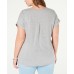 Style & Company Womens  Printed Short Sleeve Scoop Neck T-Shirt Gray, Gray, 0X
