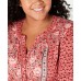 STYLE & COMPANY Womens Red Printed Long Sleeve V Neck Blouse, Red, 0X