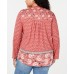 STYLE & COMPANY Womens Red Printed Long Sleeve V Neck Blouse, Red, 0X